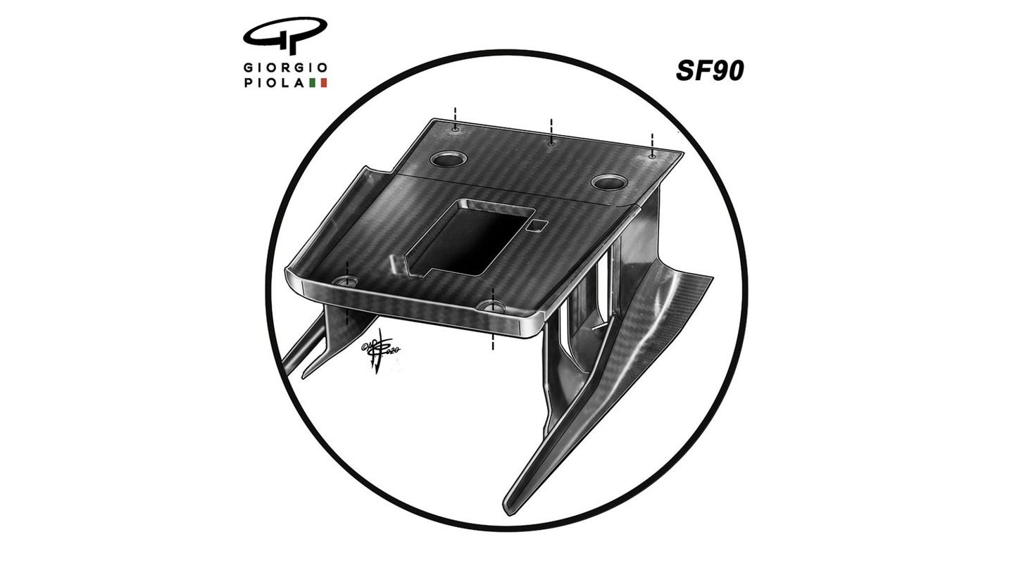 Выступ под носовым обтекателем с шасси SF90 © f1.com